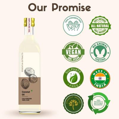 Essentia Extracts Pure Cold Pressed Oil - Coconut (Pack of 2 x 500 ml) 1's - Massage Oils