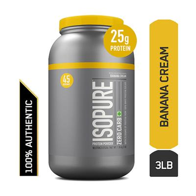 Isopure Zero Carb Protein Powder - Banana & Cream Flavour 3 lb - Workout Essentials