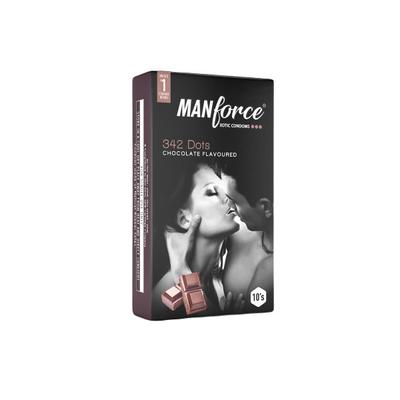 Manforce 342 Dots Xotic Condoms - Chocolate Flavoured 10's - Plain/Flavoured Condoms