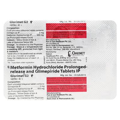 Glorimet G 2/500mg Tablet 10'S - Diabetes-Ant