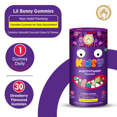 Mom & World Multivitamin Lil Bunny Gummies - Strawberry 30's - Nutritional Bars