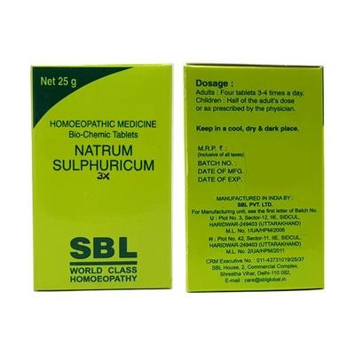 SBL Natrum Sulphuricum 3X Tablet 25 gm - Triturations (Homeo Tablets)