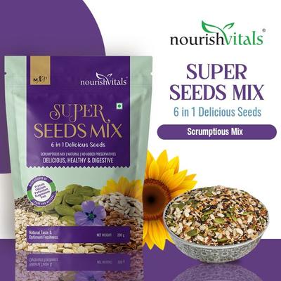 NourishVitals 6 in 1 Super Seeds Mix 200 gm - Nutritional Bars