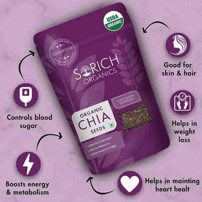 Sorich Organics USDA Certified Organic Chia Seeds 200 gm - Nutritional Bars
