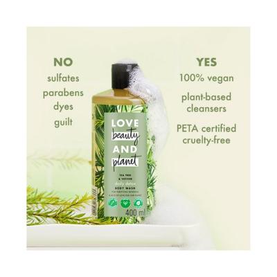 Love Beauty And Planet Natural Tea Tree Oil and Vetiver Sulfate Free Body Wash 400 ml - Shower Gels & Body Wash