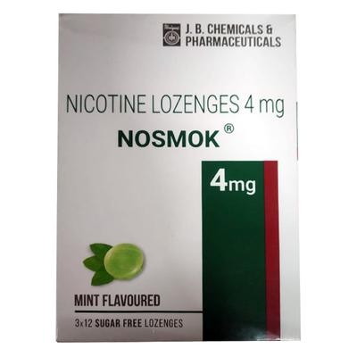 NOSMOK SUGAR FREE MINT FLAVOURED 4mg Lozenges 12's - Smoking cessation