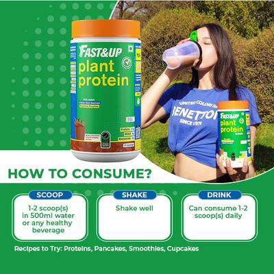 Fast&Up Plant Protein Isolate Powder - Ghana Chocolate Flavour 450 gm - Protein Drink