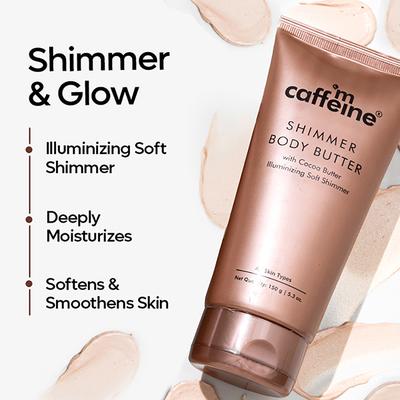 Mcaffeine Shimmer Body Butter with Cocoa Butter for Shimmery and Glowing Skin Limited Edition 150 gm - Body Butter