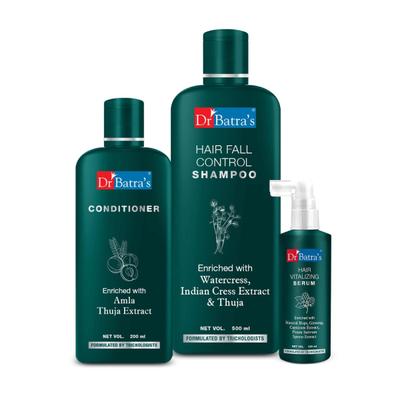Dr Batra's Hair Fall Control Shampoo 500 ml + Conditioner 200 ml + Hair Vitalizing Serum 125 ml - Hair Treatment