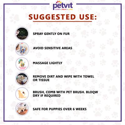 Petvit Plant Based Natural Waterless Spray Shampoo- -For All Breeds Dogs & Cats 200 ml - Pet Grooming