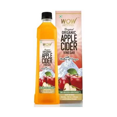 WOW Life Science Organic Apple Cider Vinegar with Mother of Vinegar 750 ml - Apple Cider Vinegar - Acv
