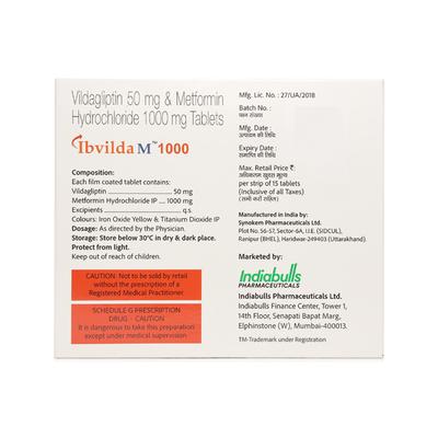 IBVILDA M 1000mg Tablet 15's - Diabetes-Ant
