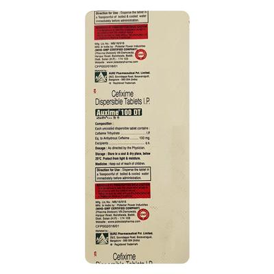 Auxime DT 100mg Tablet 10'S - Bacterial Infections-Cep