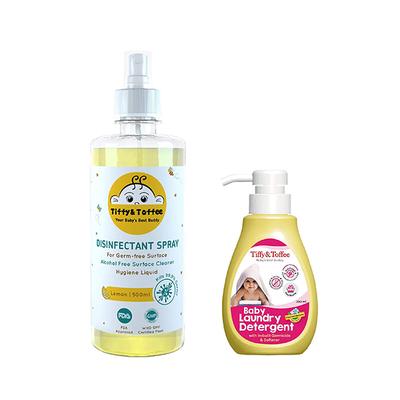Tiffy & Toffee Non-Alcoholic Disinfectant Spray - Lemon 500 ml + Baby Laundry Detergent 200 ml - Baby Skin Care