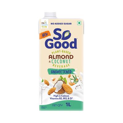 So Good Plant-Based Almond & Coconut Beverage - Unsweetened 1 Litre - Herbal Dietary Supplement