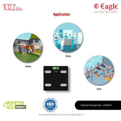 Eagle Digital Weighing Scale Color Changing Smart (EEF-2001A) - Black - Health Monitoring Devices