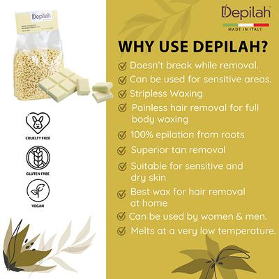 Depilah Brazilian Hot Flim Wax - White Chocolate 1 kg - Hair Removal Accessories