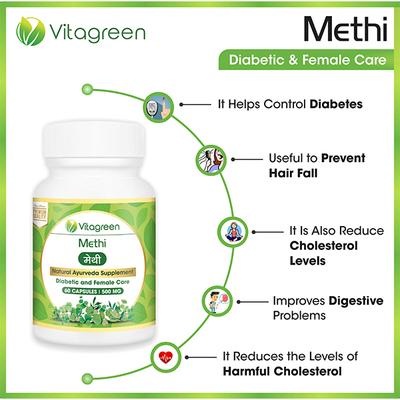 VitaGreen Methi Capsules 60's - Herbal Dietary Supplement