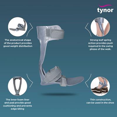 Tynor Foot Drop Splint With Liner Left (S) (D 43) - Knee/Ankle/Leg/Foot Supports