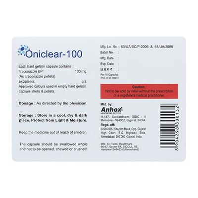ONICLEAR 100mg Capsule 10's - Fungal Infections-Anf