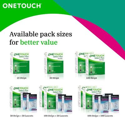 Onetouch Select Plus Test Strips 25's - Blood Glucose Monitors/Strips