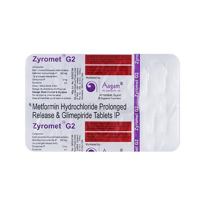 Zyromet G 2Mg Tablet 10's - Diabetes-Ant