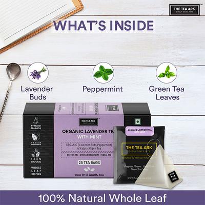 The Tea Ark Organic Tea Bags- Lavender & Peppermint Tea, with Natural Green Tea 25's - Herbal/Green Teas