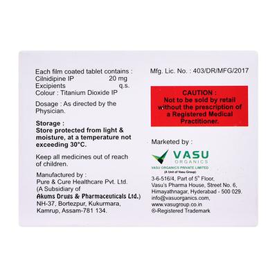 CILDIPIN 20mg Tablet 10's - Hypertension-Cal