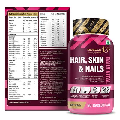 MuscleXP Daily Vital Hair, Skin & Nails Tablet 60's - Hair & Skin