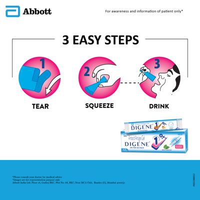 Digene Antacid Antigas Gel On the Go Pack - Mint Flavour (Pack of 5 x 10 ml) - Acidity