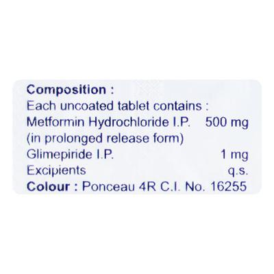 Glucut 1 MT 1mg/500mg Tablet 10'S - Diabetes-Ant