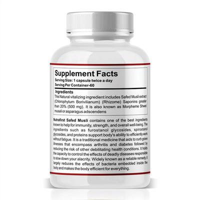 Nutrafirst Safed Musli Extract Capsule 60's - Herbal Dietary Supplement