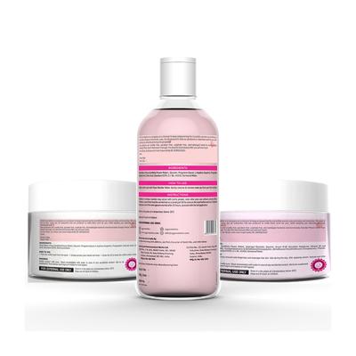 CGG Cosmetics Rose Water Kit (24H Moisture Lock Cream 150 gm + Cleansing Micellar Water 300 ml + Daily Cleansing Face Pads 50's) - Face Wash & Cleansers