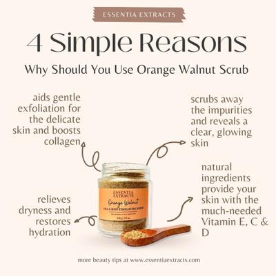 Essentia Extracts Face & Body Exfoliating Scrub - Orange Walnut 100 gm - Scrubs & Exfoliants