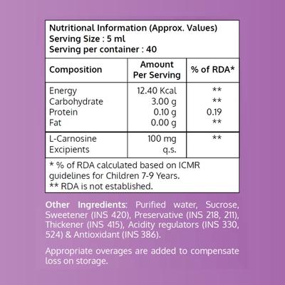 Nutrileague L- Carnosine Syrup 200 ml - Multi-Vitamins