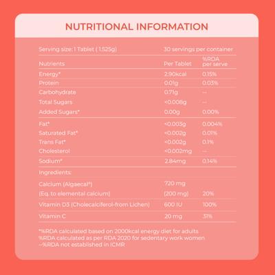 RawRX Calcium and Vitamin D3 Tablet 30's - Multi-Vitamins