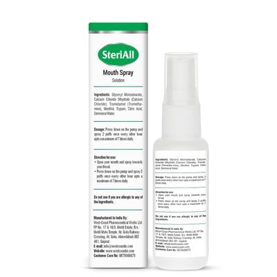 West Coast SteriAll Enzyme Based Mouth Spray 30 ml - Mouth Refreshners