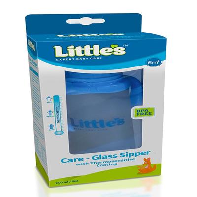 Little's Glass Sipper Bottle - Blue 240 ml - Baby Bedding