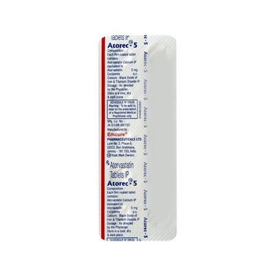 Atorec 5mg Tablet 10'S - High Cholesterol-Dys