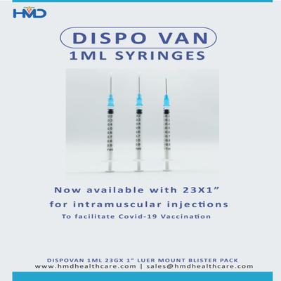 Dispovan Syringe 1 ml With 23G - Surgical Instruments