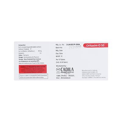 Oritaxim O 50mg Tablet 10'S - Bacterial Infections-Cep