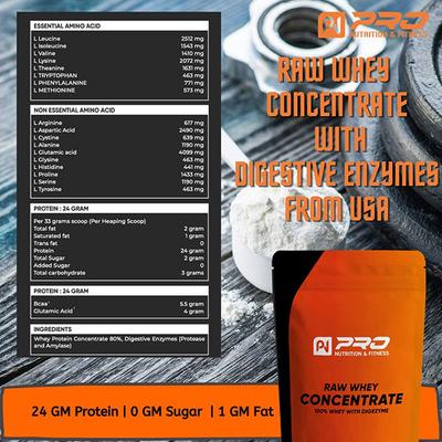 Pro Nutrition & Fitness Raw Whey Concentrate Protein Powder - Unflavoured 1 kg - Whey Proteins
