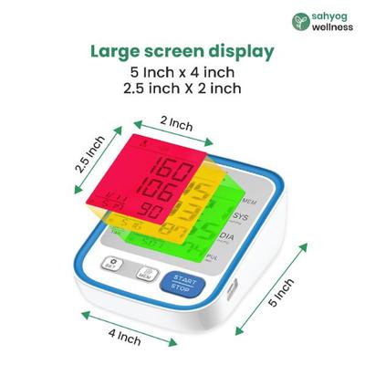 Sahyog Wellness Fully Automatic Upper Arm Digital Blood Pressure Monitor with 3 Color Display (XXL Cuff) - Blood Pressure Monitors