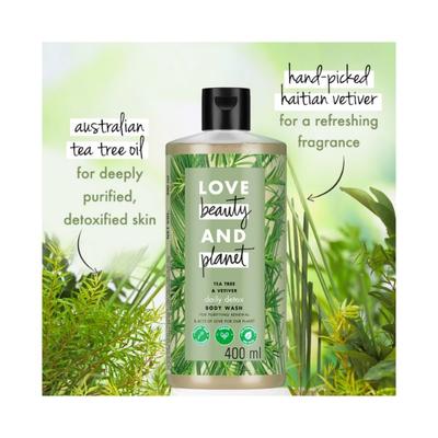 Love Beauty And Planet Natural Tea Tree Oil and Vetiver Sulfate Free Body Wash 400 ml - Shower Gels & Body Wash
