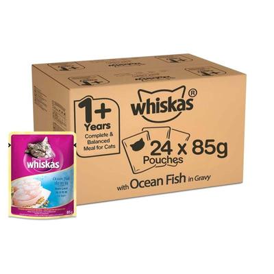 Whiskas Adult Ocean Fish Flavor (Pack of 85gm x 24) 2040 gm - Petfood