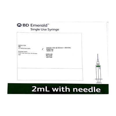 BD Emerald Single Use Syringe 2 ml With Needle 24G - Syringes And Needles