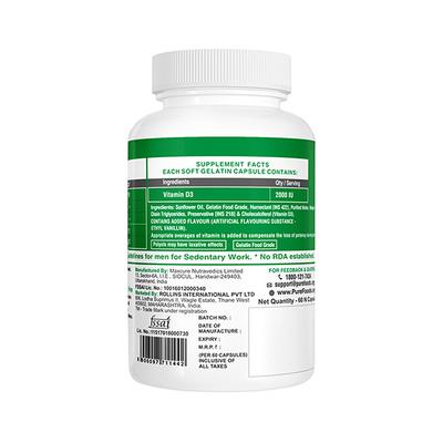 PureFoods Vitamin-D3 2000 IU Softgel Capsule 60's - Calcium And Minerals