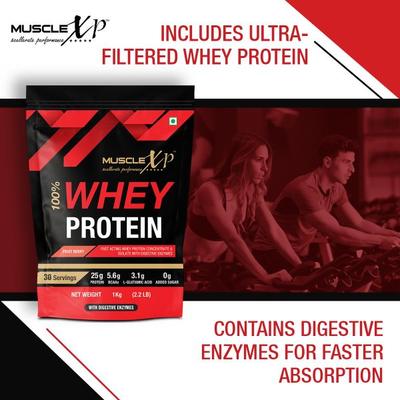 MuscleXP Whey Protein Powder - Fruit Berry 1 kg - Whey Proteins