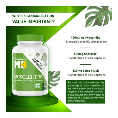 MuscleBlaze Muscleherb Tablet 30's - Herbal Dietary Supplement