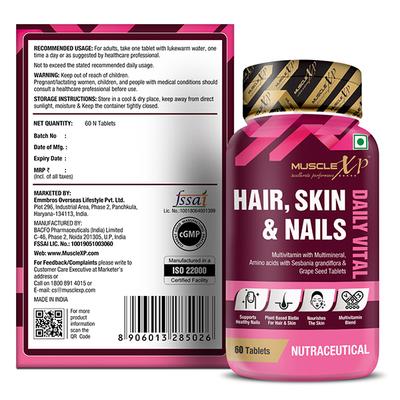 MuscleXP Daily Vital Hair, Skin & Nails Tablet 60's - Hair & Skin